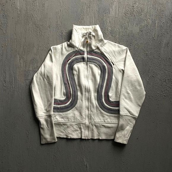 Lululemon Tops - Vintage Lululemon Zip Up sweatshirt Women Size 10 White 2000s